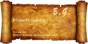 Blesch Gyula névjegykártya